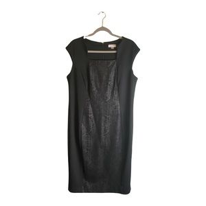 Calvin Klein Black Snake Print Panel Square Neck Scuba Knit Dress